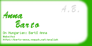 anna barto business card